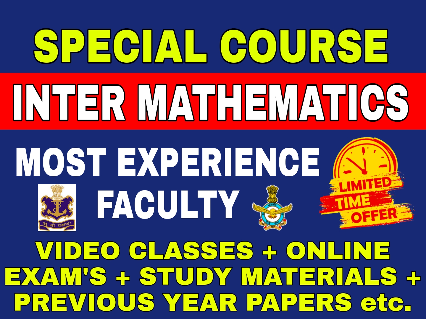 Inter Mathematics (NDA Airforce Navy Coastguard Army etc)